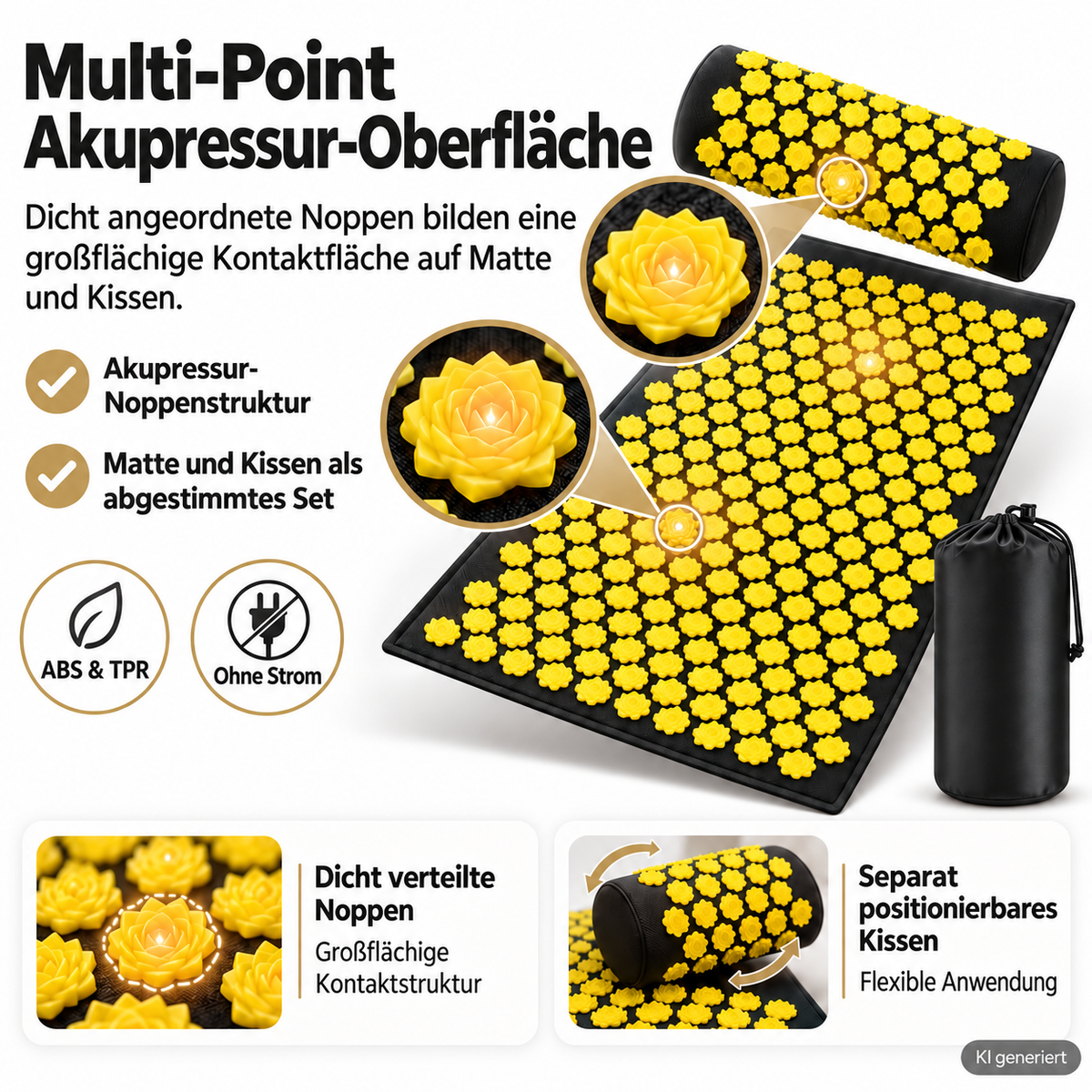SENZORA - Akupressurmatte mit Kissen