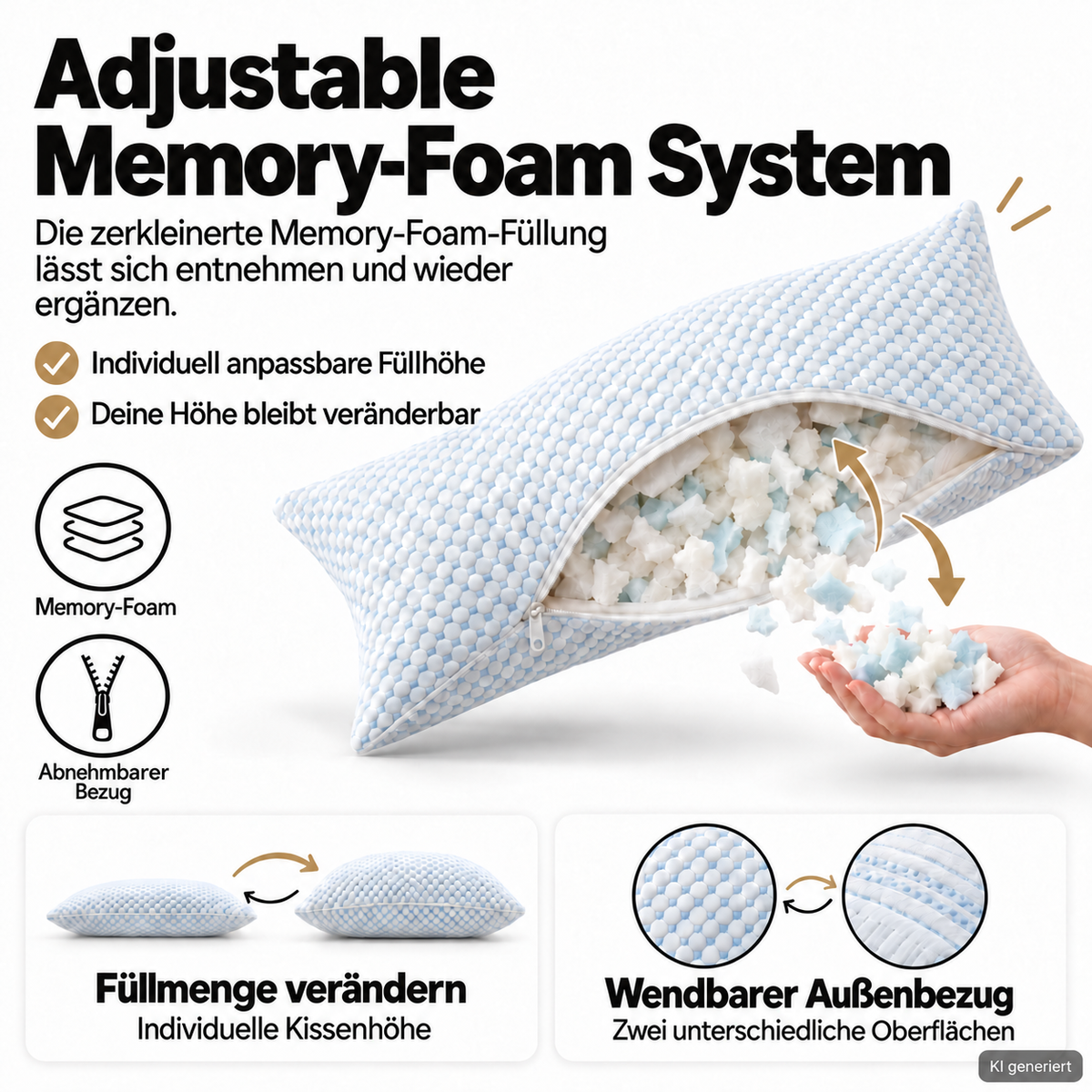 COOLFORM - Höhenverstellbares Memory-Schaum-Kissen